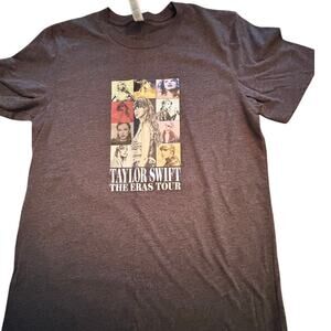 Taylor Swift The Eras Tour Shirt Womens Medium Dark Grey Crew Neck Short Sleeve